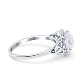 Celtic Trinity Knot Halo Ring with Cubic Zirconia